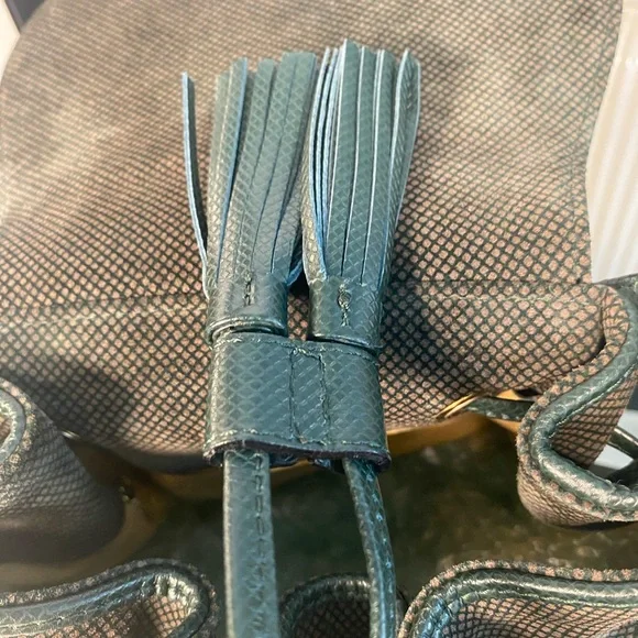 Rare Bottega Veneta Green Suede & Leather Drawstring Bag - Picture 13 of 14